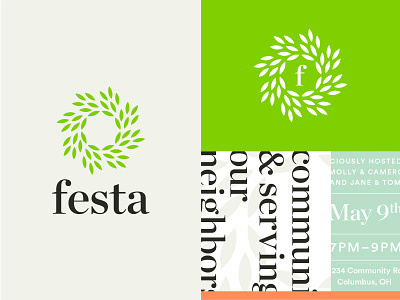 Festa Brand elements brand brand board branding color color palette geometric icon identity logo moodboard typography vector