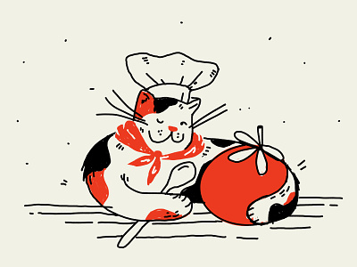 Chef Cat cat character chef cooking illustration tomato