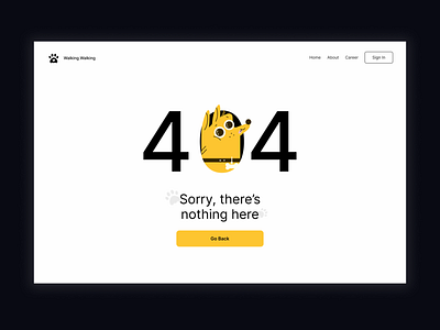 404 page for a dog-walking website. Light Version