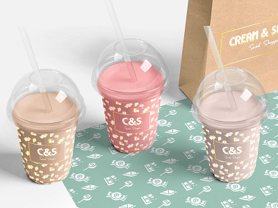 Cream and Sugar Milkshake brand design brand designer brand identity branding branding design graphic graphic design logo logo design logo designer merchandise package package design package designer photoshop