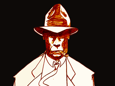 Orange Sketch fedora gangster sketch