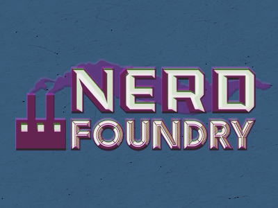 Nerd Foundry blue pink sketch typography