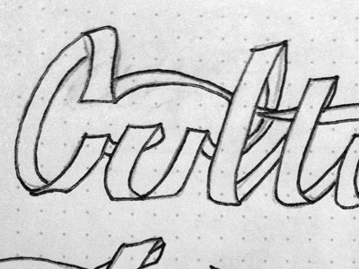 Cult handdrawn ribbon sketch typography