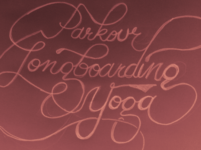 P, L & Y handwriting longboarding parkour script yoga