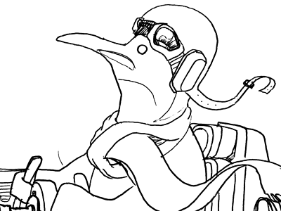 Postmaster Penguin Pilot illustration penguin pilot postmaster sketch