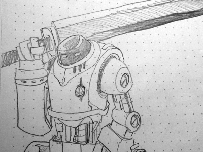 Warden big sword robot sketch sword