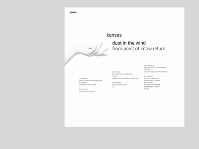 Album Cover // kansas - dust in the wind abstract album composition contrast cover dynamic hand minimal minimalistic monochrome music nature poster song swiss swiss design swiss style