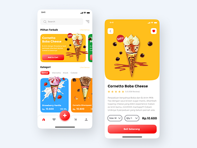 The Ice Cream mobile app design