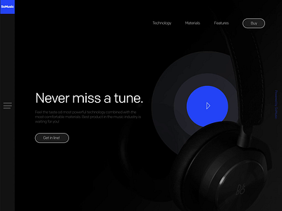 Headphones SoMusic Landing Page Prototype blue dark headphones music prototype web