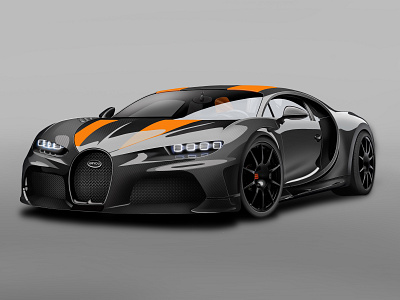 Car Drawing of Bugatti Chiron Super Sports Car