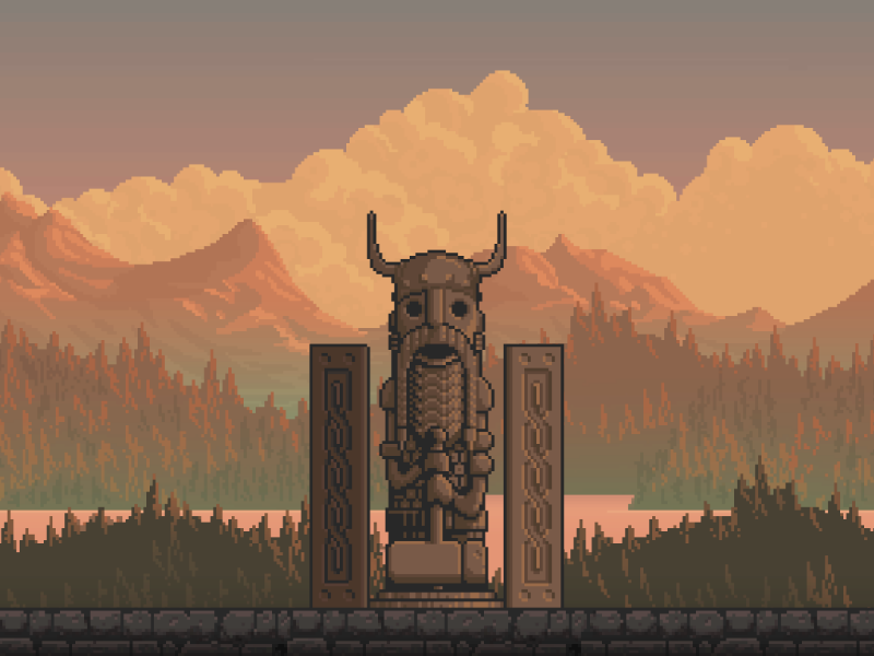 ELDER ALTAR pixel art gameart game fiction design artwork 8bitart 8bit 16bit indiegame indiedev gamedev environment statue prop norse viking rpg pixelartist pixelart