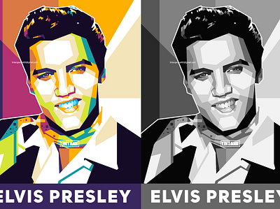 Elvis Presley King of Rock n Roll in WPAP Style america colorful editing elvis presley graphic design illustration music musician person pop art smile talent wpap