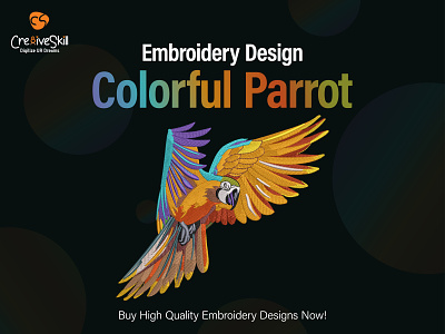 Colorful Parrot Embroidery Design | Cre8iveSkill birds embroidery buy embroidery design cre8iveskill embroidery embroidery design embroidery digitizing machine design parrot parrot digitized embroidery parrot digitizing parrot embroidery parrot embroidery design parrot machine embroidery