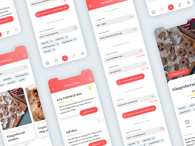 Recipe app additional screens (concept) app concept cooking daily ui design diet digestion disease disorder fodmap food food app iphone x melkweg melkwegdigital recipe app recipes