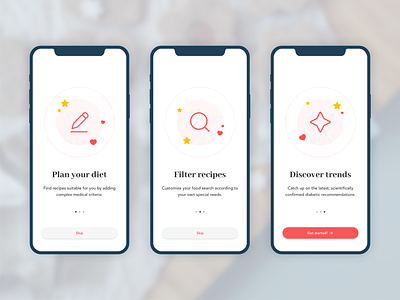 Recipe app onboarding screens (concept)