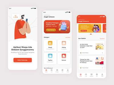 Ayo Warga App app appdesign ayo ayowarga branding design illustration ui uidesign uiux uiuxdesign ux warga