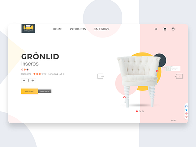 Furniture landing page branding chair flat furniture website minimal ui ui design ux web