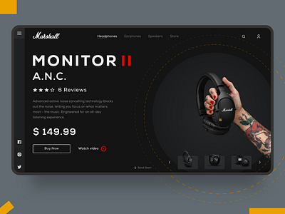 Headphone Dark UI Landing Page