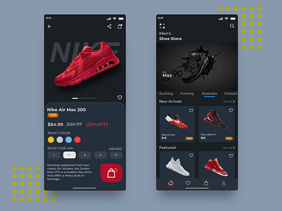 Nike shoe dark UI Design