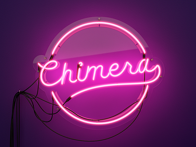 Chimera Neon Sign 3d 80s chimera colorful glow light logo neon pink retro sign vray