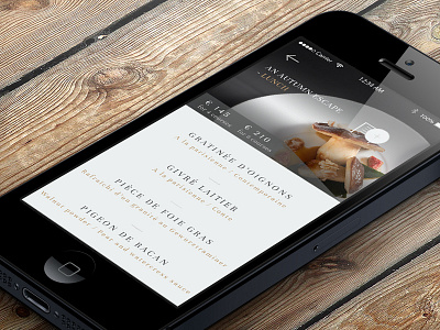 Elegant Restaurant app for iPhone -  Seasonal Menu