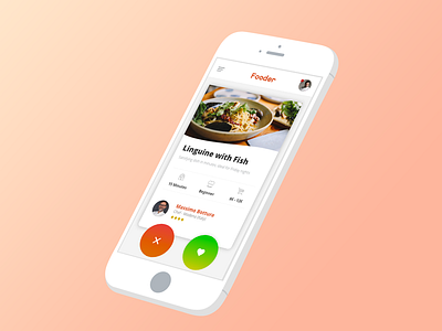 Fooder - A "Tinder app" for recipes adobe xd card cook flat food free gradient material minimal recipe tinder white