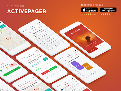 ActivePager - Innovating rescue app design elegant fire firefighter inspiration iphone minimal mobile red ui ux white white background
