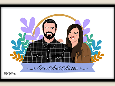 Cute Couple Portrait Illustration