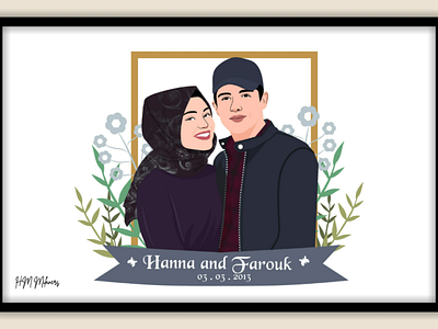 Cute Couple Portrait Illustration