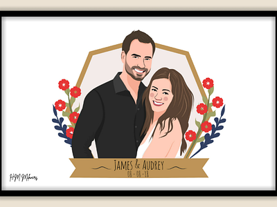 Cute Couple Portrait Illustration