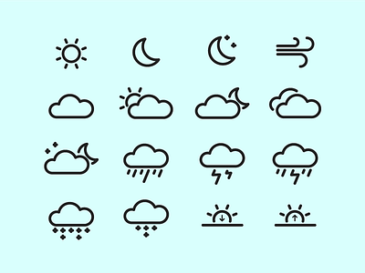 Weather Icon Set app bryn taylor design iconography icons illustrator outline ui ux vector weather