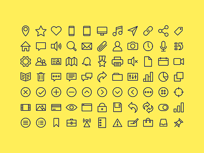 77 Minimal Outline Icons WIP bryn taylor colour free icon set iconography icons illustrator line outline stroke ui user interface