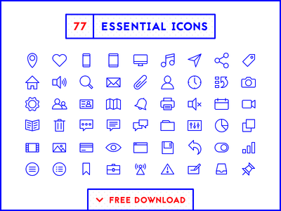 77 Essential Icons - Free Download