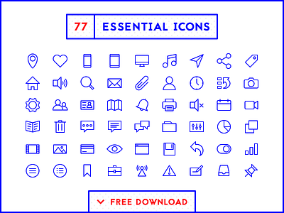 77 Essential Icons - Free Download