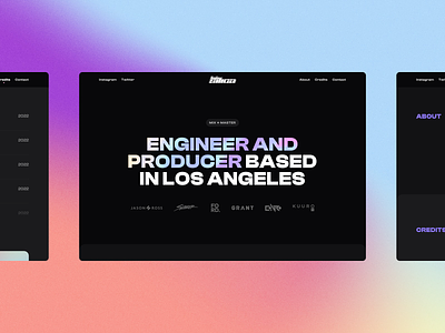 Twinsilica site animation bryn taylor clean colour dark mode design la music music engineer music producer one page one pager portfolio simple type typography ui web design webflow website design