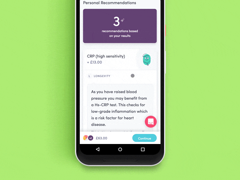 New Feature — Personalisation 🎉 blood test health healthcare personalisation personalise startup subscription test thriva ui uk ux