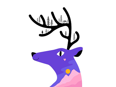 Deerland apparel graphics deer design flat illustration illustrator logo minimal nature print vector