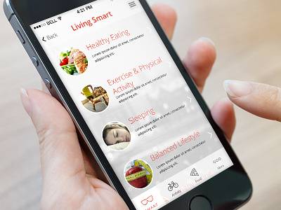 Living Smart Listing app blog design fitness iphone listing