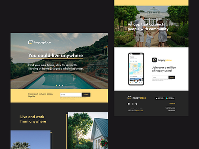 Happyplace Landing Page landing page mobile app ui ux web