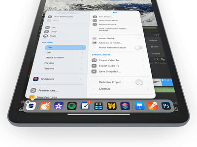 iPad Main Menu – Interaction Detail – Show Menu apple concept interaction ipad ipados private redesign sketch.app ui ui design