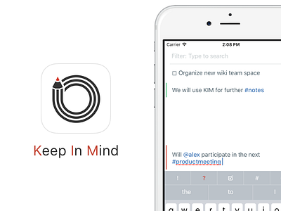 KIM – Keep In Mind (iOS App Icon & UI) apple iphone icon iphone ui logo private sketch.app work