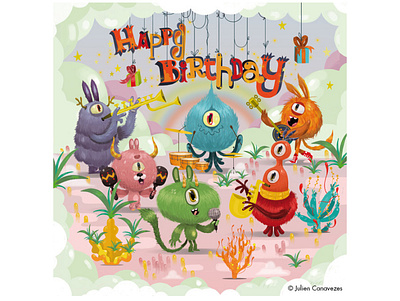 happy birthday character design characterdesign childrens illustration illustrateur illustration illustration art illustrator kids kids illustration monster