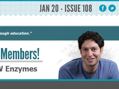 Members! Enzymes! aqua article landing page newsletter texture
