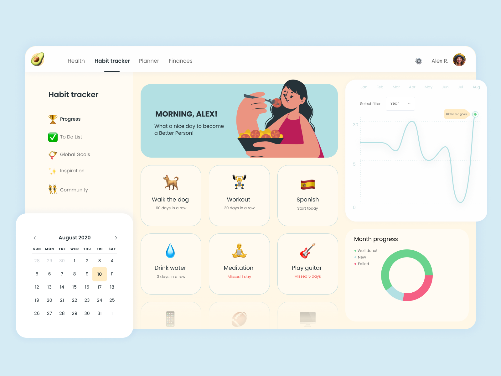 life planning desktop app by Alex 🔥 on Dribbble