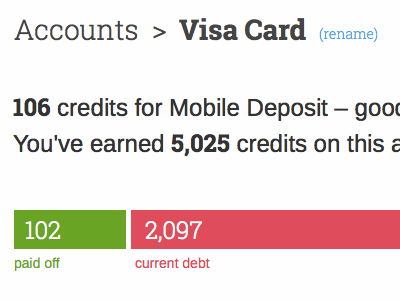Account Details credit creditcard debt finance gamification ui ux webapp