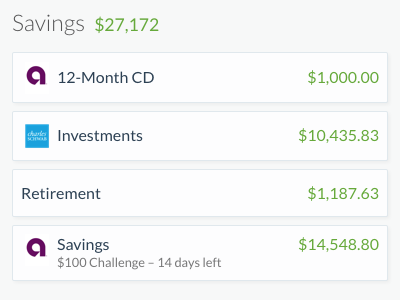 Savings Accounts on SaveUp dashboard finance money web