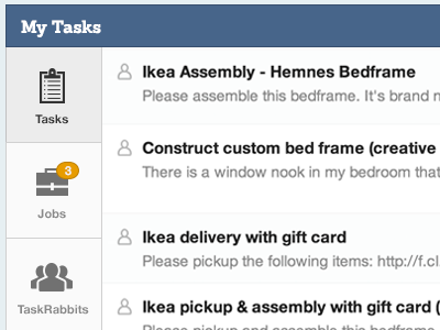 TaskRabbit Navigation nav navigation status tasks ui web webapp