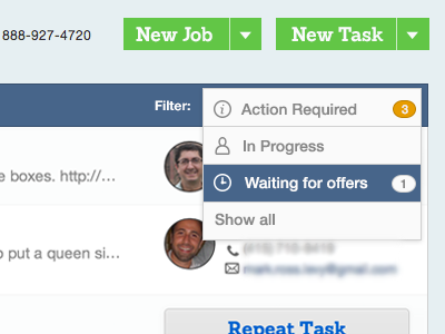 TaskRabbit Filter nav navigation status tasks ui web webapp