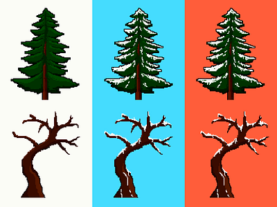 Pixel Trees art branding colorful design game design gimp illustration logo photoshop pixel pixelart pixels snow trees vector