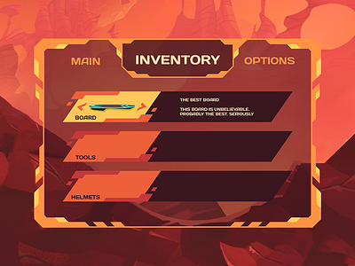 Far Skate - Inventory menu design game interface inventory menu ui vector